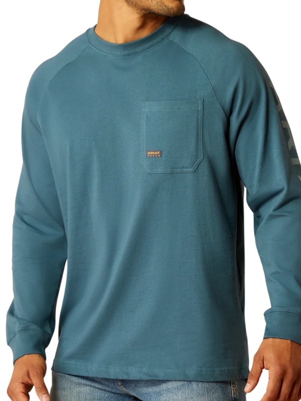 Ariat Men's Teal-Blue Long Sleeve Pocket Sweatshirt XL